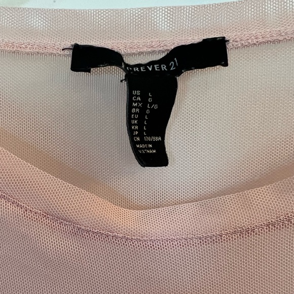 Light Pink Forever 21 Long Sleeve Mesh Shirt Size Large - Picture 2 of 5
